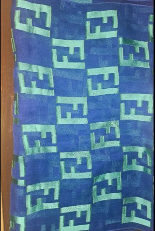 Foulard Fendi Originale Blu/Verde cm 24x 155