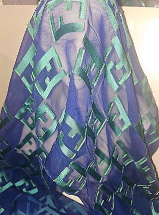 Foulard Fendi Originale Blu/Verde cm 24x 155