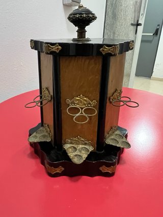 Porta sigari vintage in legno e ottone
