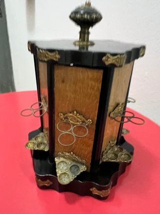 Porta sigari vintage in legno e ottone