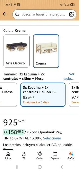 Conjunto Muebles de Jardín Bambú