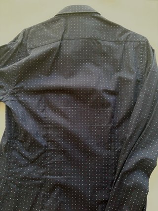 Camisa Zara Slim Fit Azul Triángulos