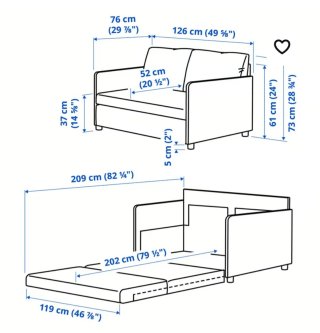 Divano letto IKEA grigio/nero in tessuto