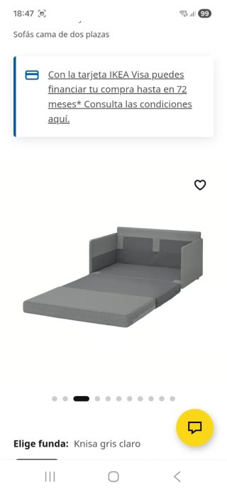 Divano letto IKEA grigio/nero in tessuto