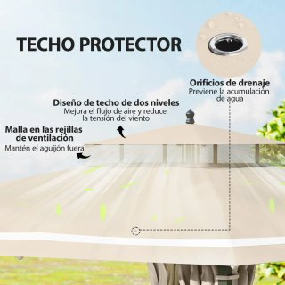 Carpa Cenador Jardín Beige Doble Techo