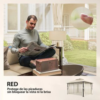 Carpa Cenador Jardín Beige Doble Techo
