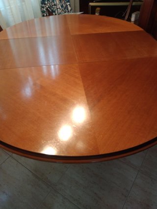 Mesa comedor redonda madera 110cm extensible 1,50