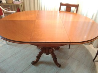 Mesa comedor redonda madera 110cm extensible 1,50