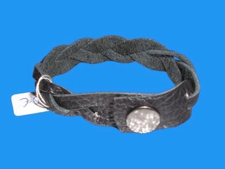 Pulsera Cuero Trenzado Negra