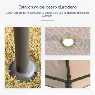 Cenador de Jardín 4x3m con 6 Paredes