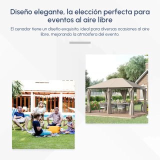 Cenador de Jardín 4x3m con 6 Paredes