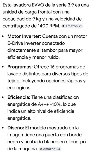 Lavadora Evvo 3.9 -  9 KG.  - 1400 RPM poco uso