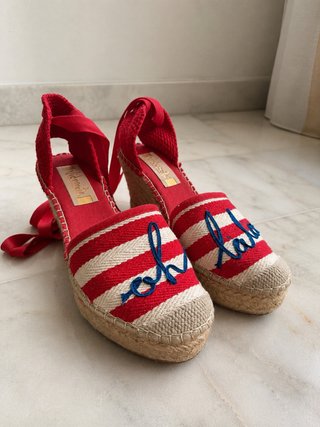 Alpargatas Vidorreta cuña esparto rojas talla 37