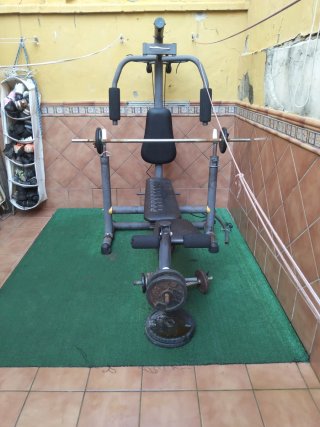 Banco de musculación con pesas