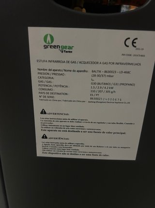Estufa catalítica Greengear bombona butano