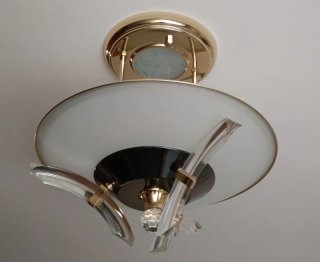 Lámpara de techo cristal y metal dorado