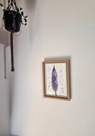 Acuarela Pluma Morada con marco