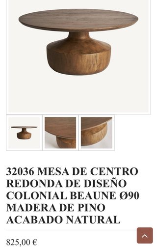 Mesa de centro redonda de madera