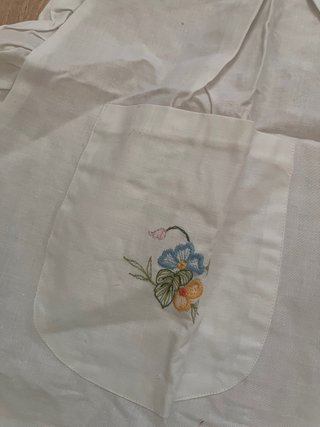 Grembiule Vintage Cotone/Lino Ricamato