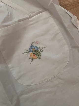 Grembiule Vintage Cotone/Lino Ricamato
