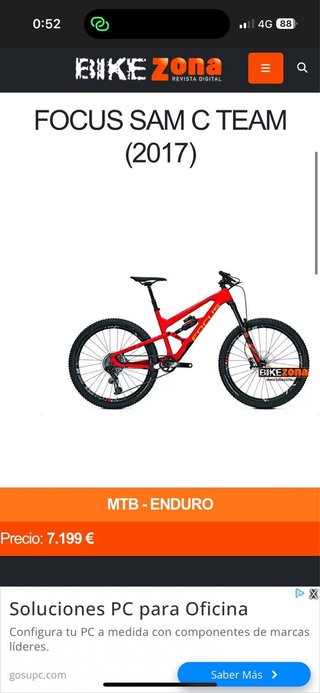 Bicicleta de montaña Focus roja