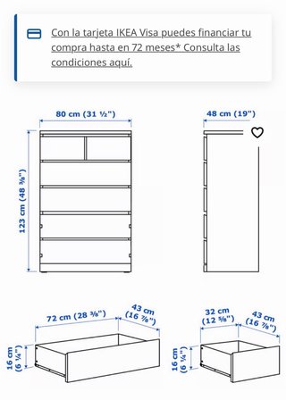 Cómoda Malm Ikea Blanca