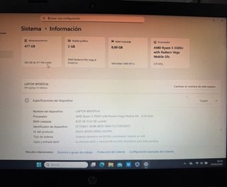 Portátil HP 14 Ryzen 5 8GB RAM 512GB SSD