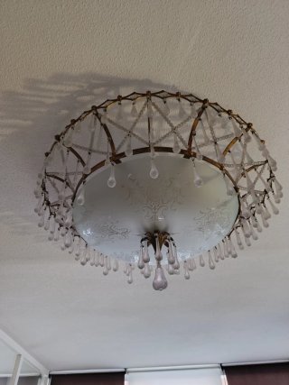 Lámpara de techo de cristal y metal