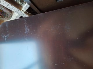 Mesa comedor y 6 sillas madera oscura