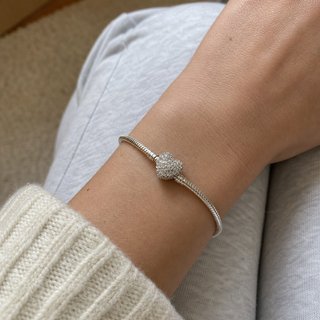 Pulsera Corazón Pave Cadena Serpiente