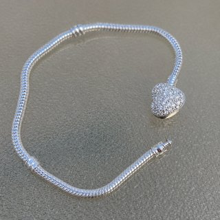 Pulsera Corazón Pave Cadena Serpiente