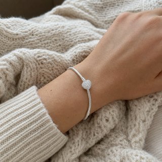 Pulsera Corazón Pave Cadena Serpiente