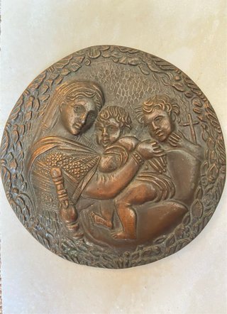 Placca Bronzo Madonna della Seggiola 9cm