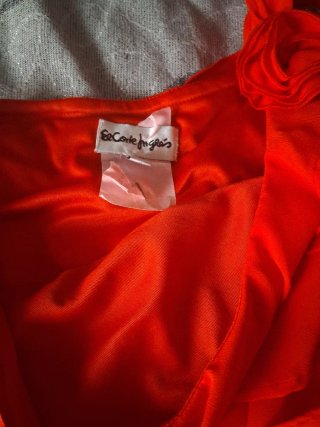 Vestido fiesta volantes color coral