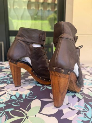 Botines sandalia piel marrón 38