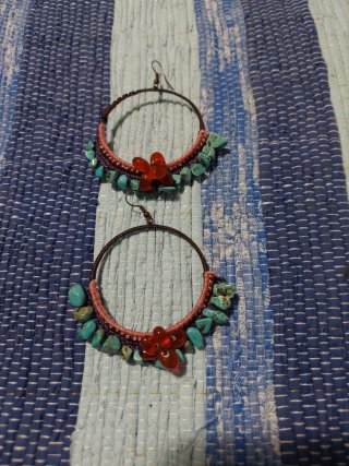 Pendientes/ Tierra /Madrid Piedra Natural 7cm diam