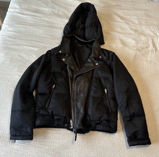 Chaqueta The Kooples Negra Matelassé Cuero