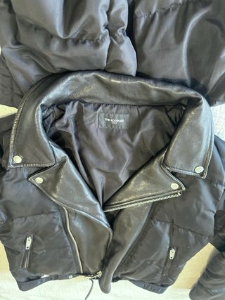 Chaqueta The Kooples Negra Matelassé Cuero
