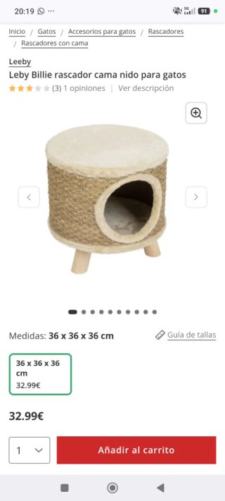 Rascador Cama Nido Gato Leeby Billie.