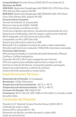 Pantalla CarPlay, para Porsche Macan
