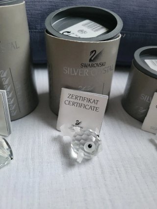 Lote 3 Figuras Cristal Swarovski: Cisne y Peces