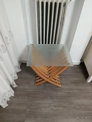 Mesilla auxiliar madera y cristal