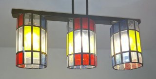 3 Lámparas colgante de cristal y forja