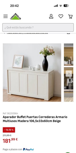 Cómoda recibidor/mesa TV beige/ mueble auxiliar.