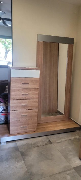 Conjunto Mueble Habitación Madera y Cristal