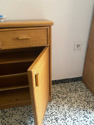 Mueble Zapatero Mimbre y Madera