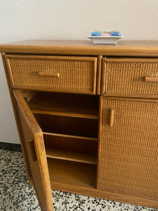 Mueble Zapatero Mimbre y Madera