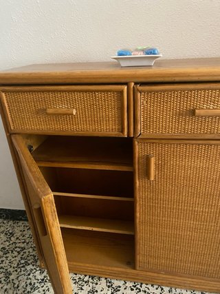 Mueble Zapatero Mimbre y Madera