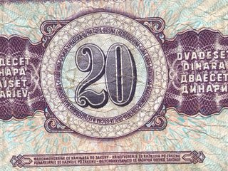 BILLETE 20 DINARES de la ANTIGUA YUGOSLAVIA (1978)