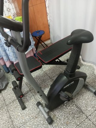 Bici Estática + Banco Regulable + 2 Barras